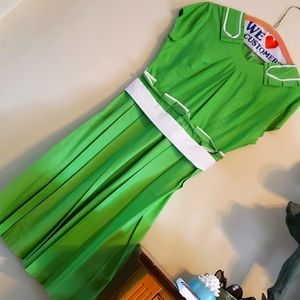 Retro style green cotton dress